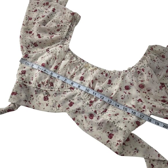 Altard State Women SZ Large Floral Long Sleeve Crop Top Blouse With Back Tie - Picture 5 of 11